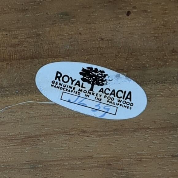 Vintage Royal Acacia Monkey Pod Wood Serving Tray 14"x9" From Philippines - Picture 7 of 7